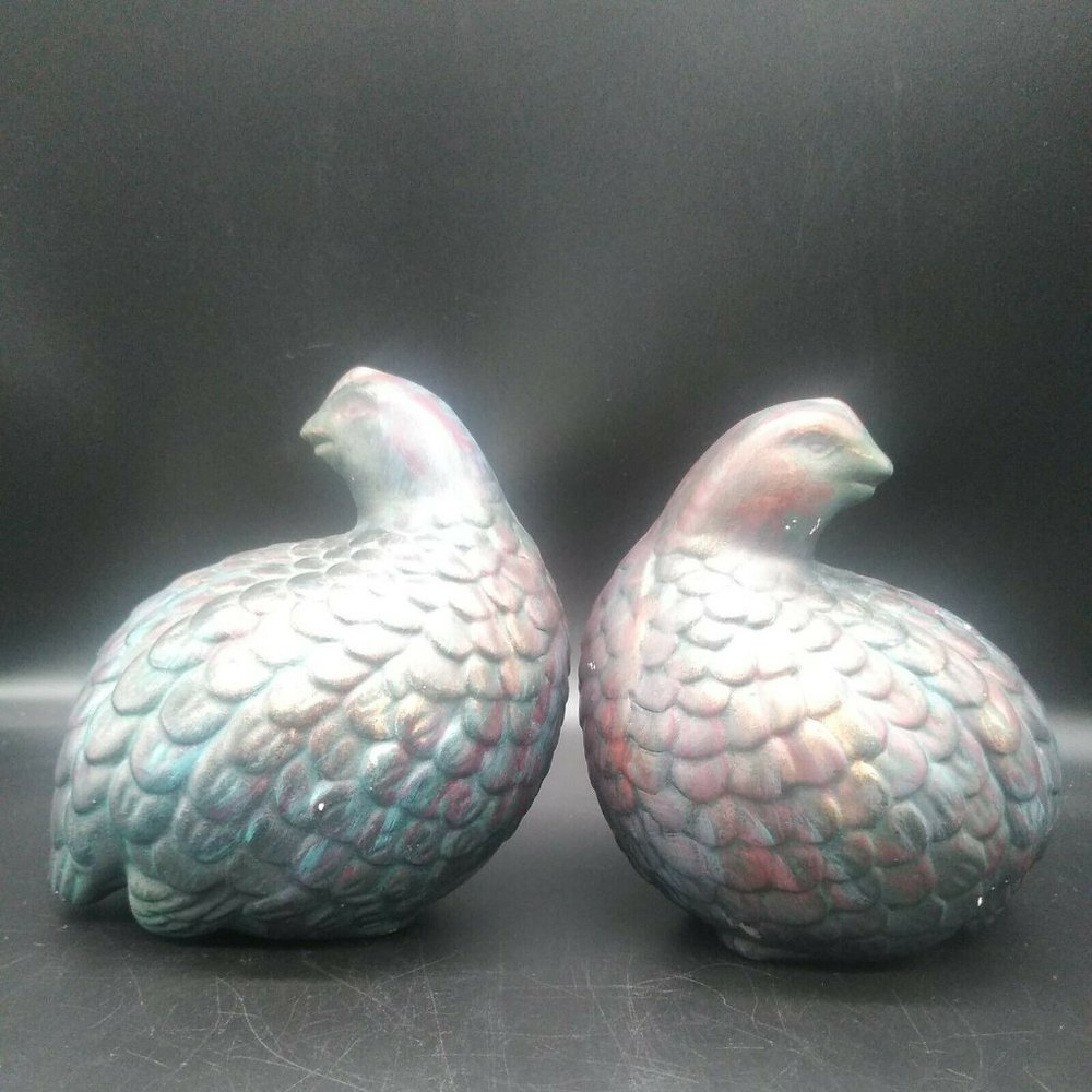 MCM Arnel's Pottery Birds Ceramic Figurines Rustic Boho Hand Painted Décor